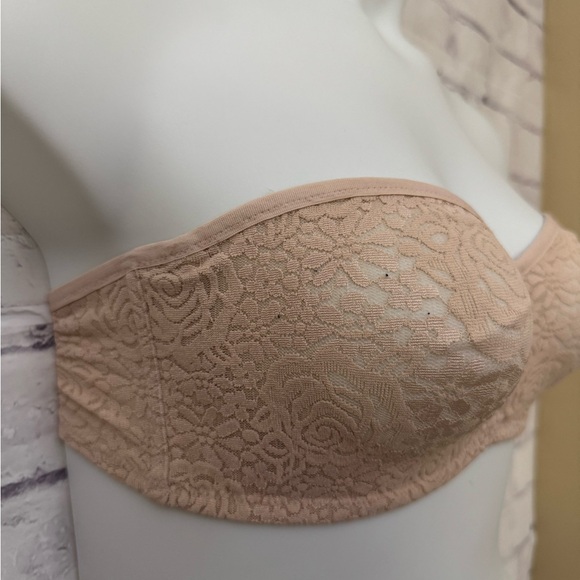 Wacoal Bra 36D Halo Lace Strapless Underwire Beige lace 854205 Unlined Bride‎ - Picture 2 of 8